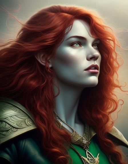 Plus Size Elf with Red Hair in Comic Book Art