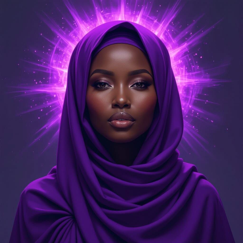 Sudanese Woman in Purple Aura Digital Painting