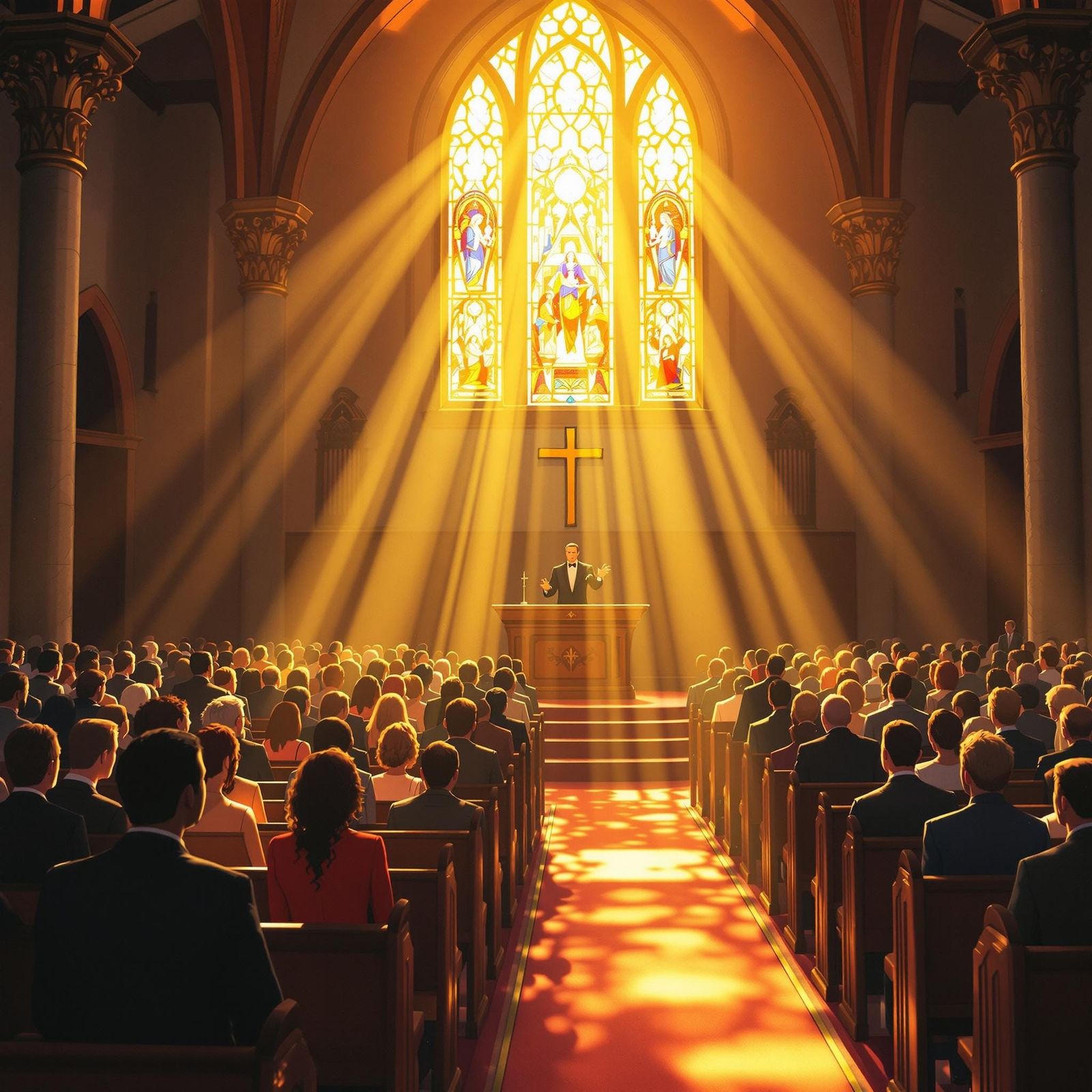 Sunday Morning Worship in Elegant, Watercolor-Inspired Style