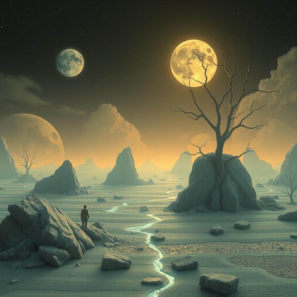 Surreal Crocheted World: A Liminal Scene