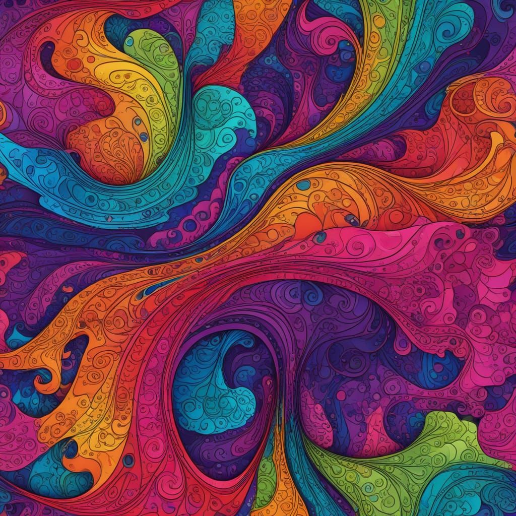 Psychedelic Abstract with Geometric and Vibrant Elements