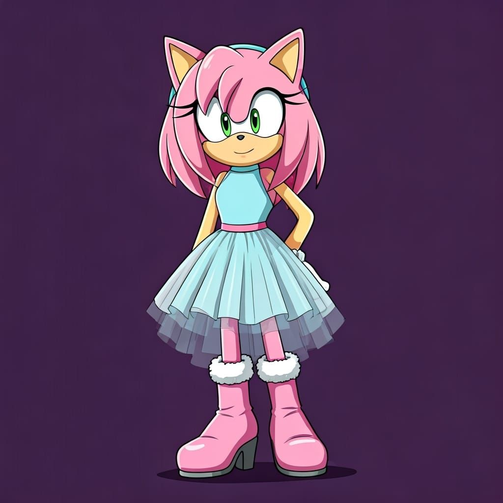 Pink Cat Sonic Character in Cartoon Style
