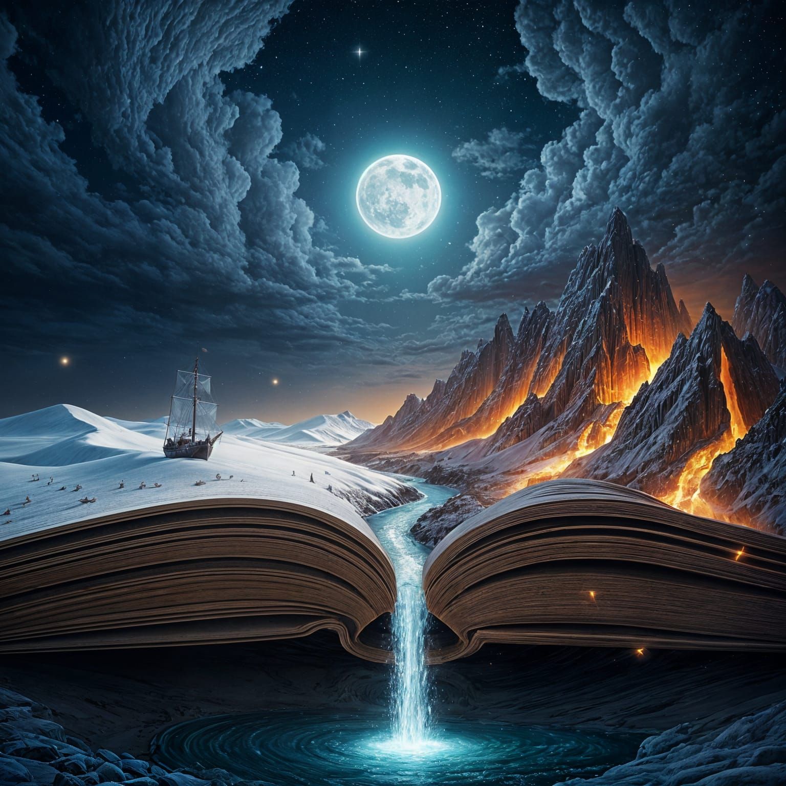 Landscape Emerging from Open Book: A Digital Painting