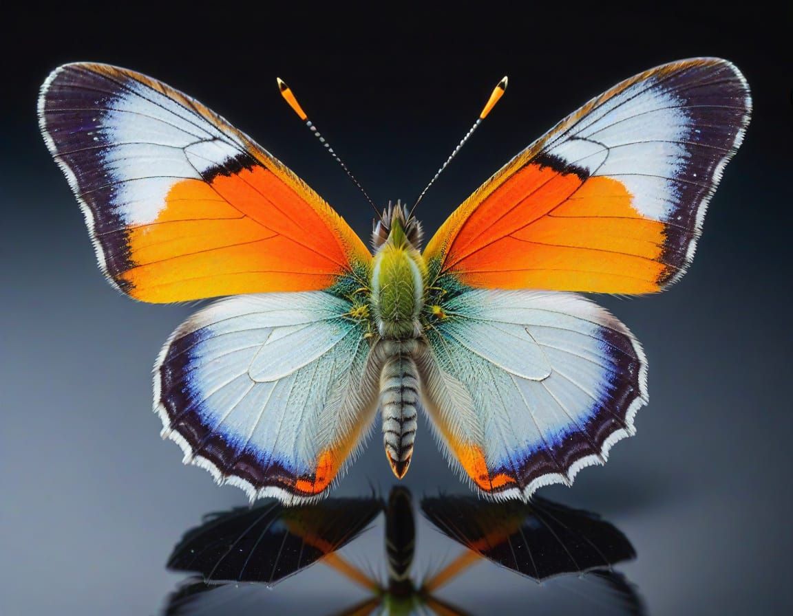 Vibrant Orange-Tip Butterfly in Hyper-Realistic Macro