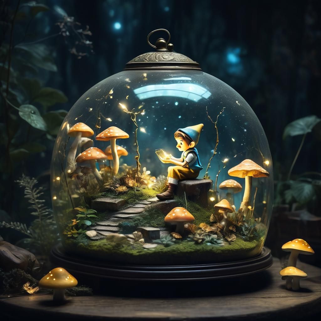 Pinocchio's Terrarium: A Whimsical Fairy Tale Scene