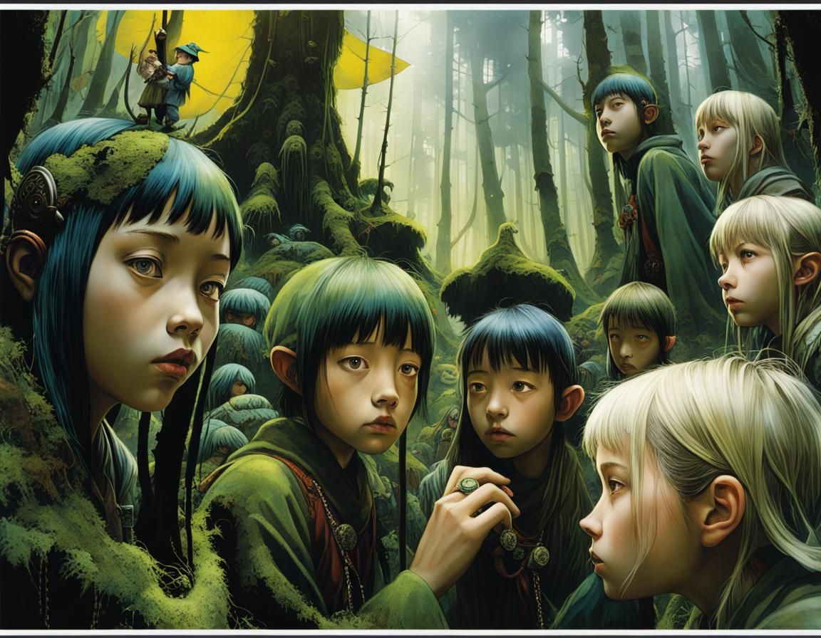 Baba Yaga in Mossy Forest Double Exposure