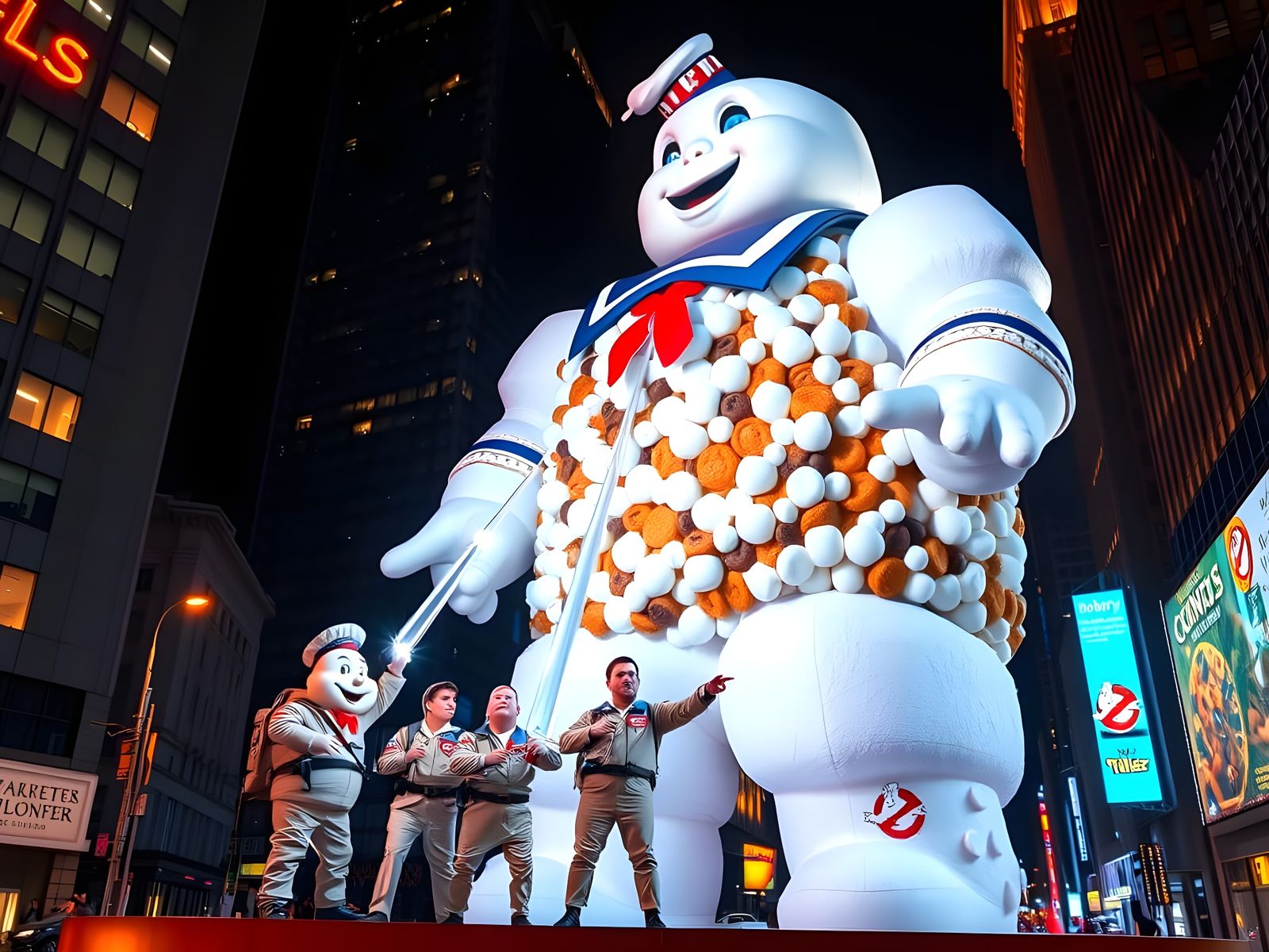 Giant Stay Puft Marshmallow Man Mosaic in Columbus Circle