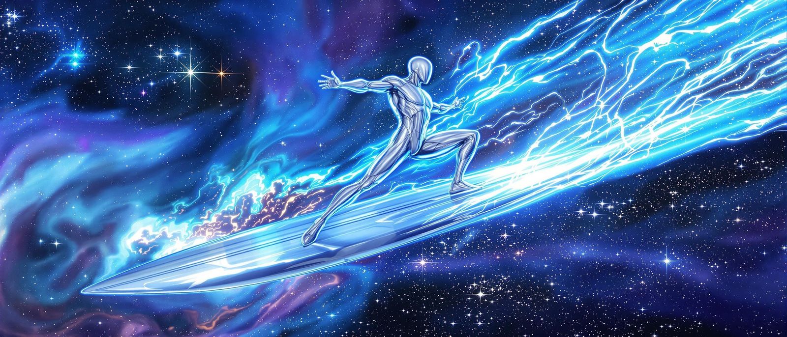 Heroic Silver Surfer Heroic Figure in Liquid Metal