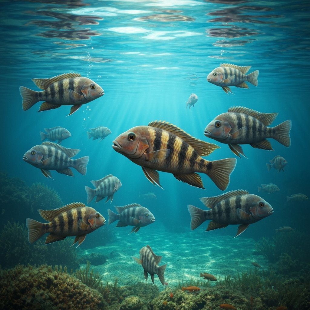 Tropheus Cichlids in Natural Pond: Matte Painting