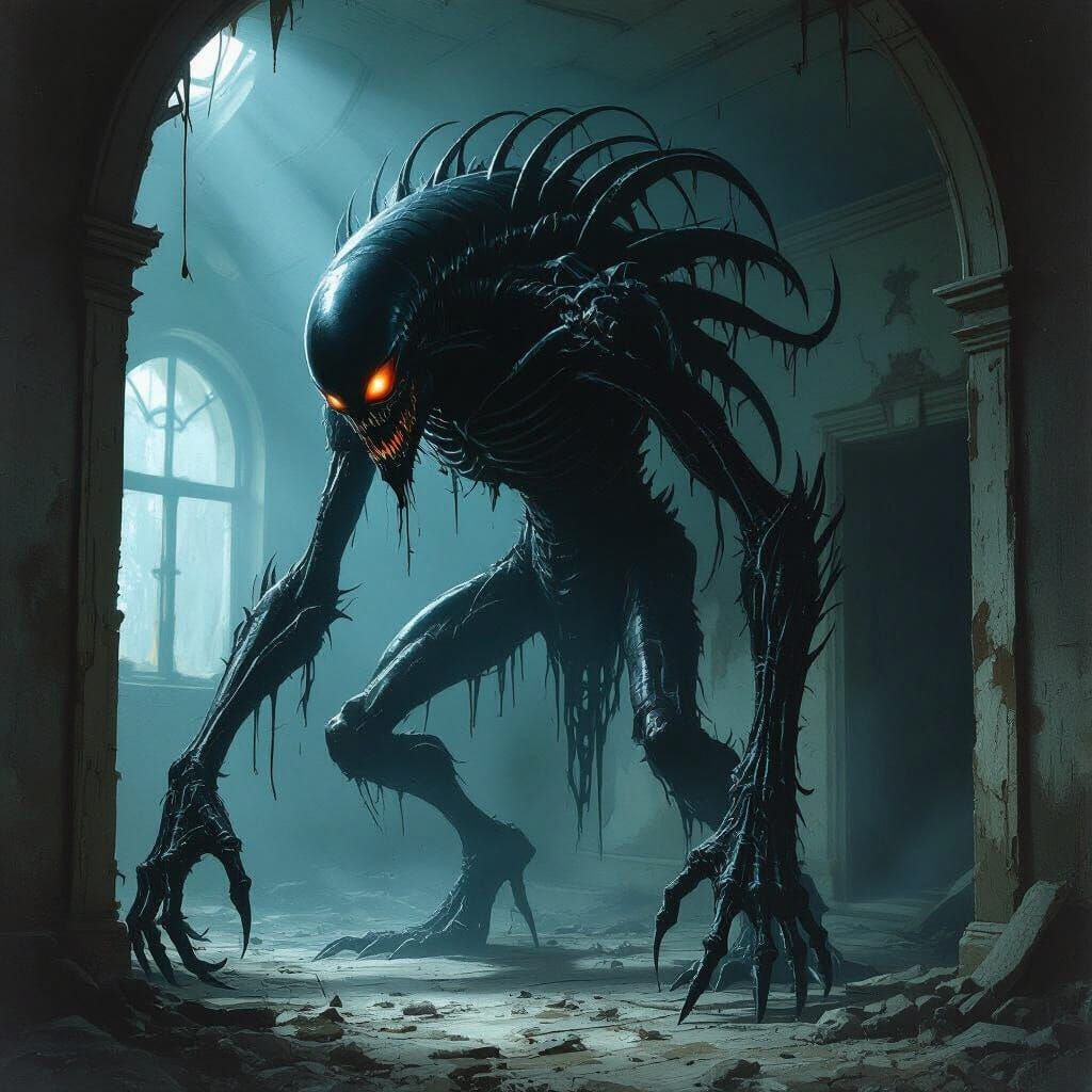 Terrifying Creature Lurking in Dark Abandoned House