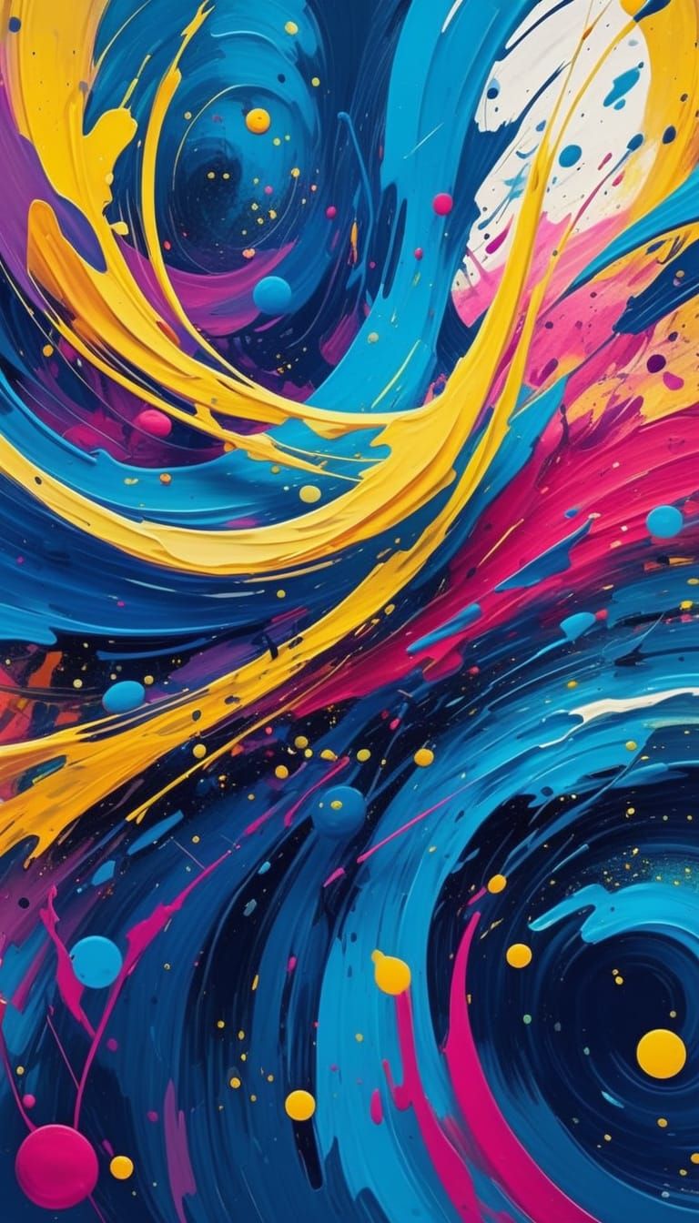 Abstract Expressionist Symphony of Shapes in Impasto Style