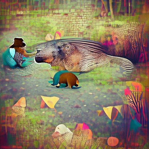Bear and Platypus Talking: Photo Illustration