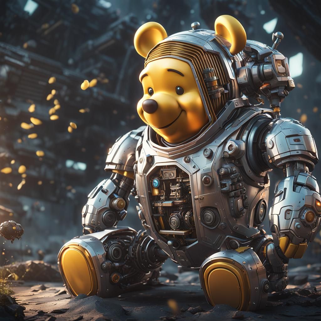 Futuristic Sci-Fi Winnie the Pooh Robot