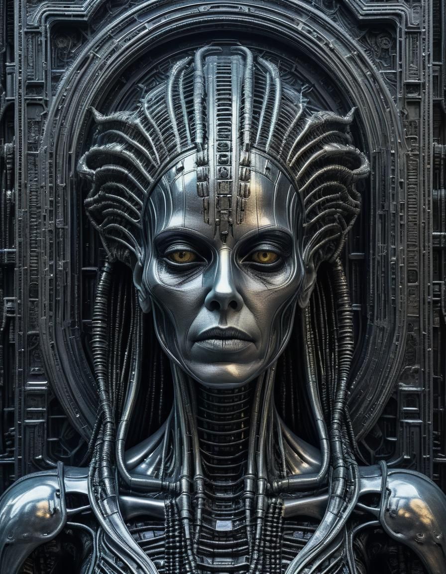 Abstract Iridescent Art Inspired by H.R. Giger