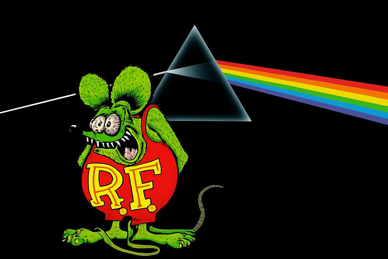 Bright Green Rat Fink on Album Cover