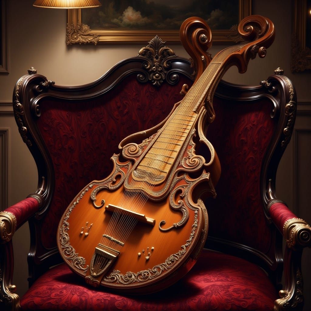 <lora:MusicInstrumentsFlux:1.0> a highly detailed and ornate...