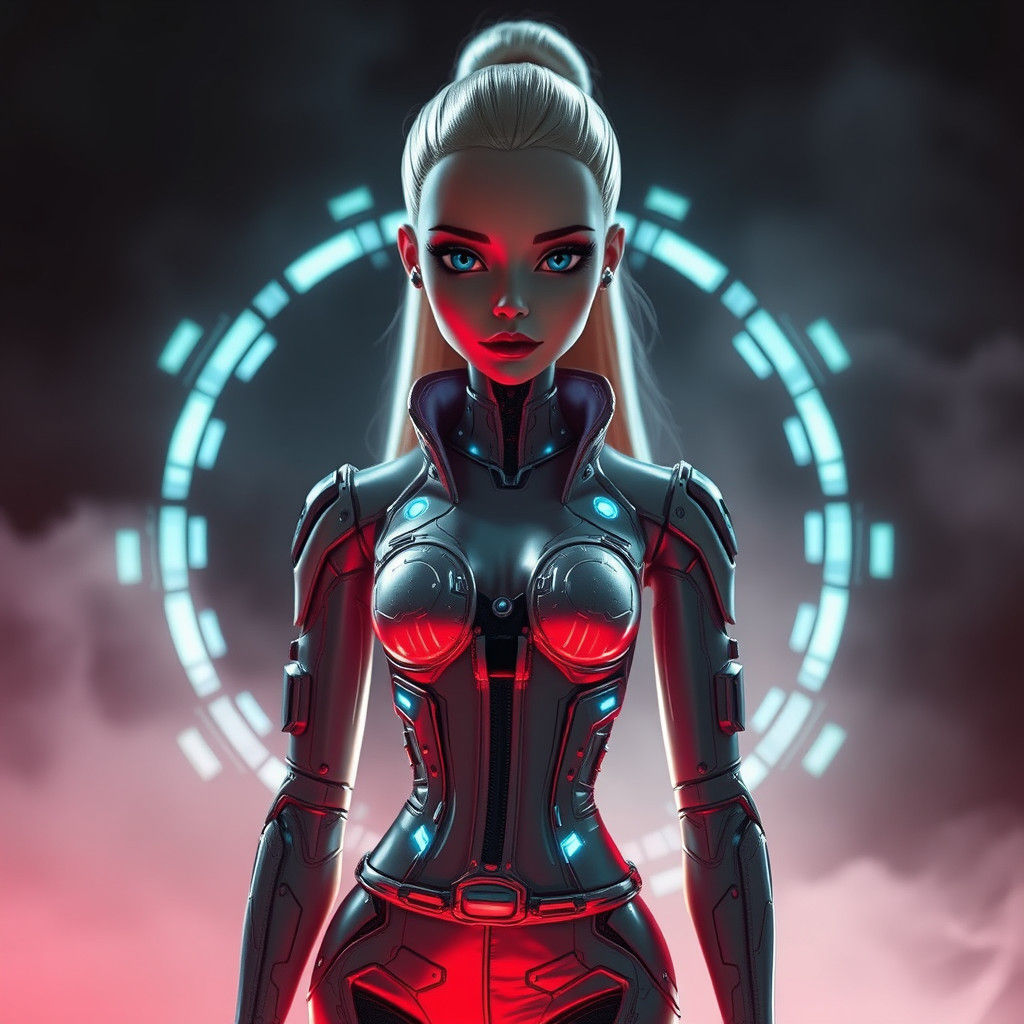 Futuristic Doll with Changing Outfits in Cyberpunk Style