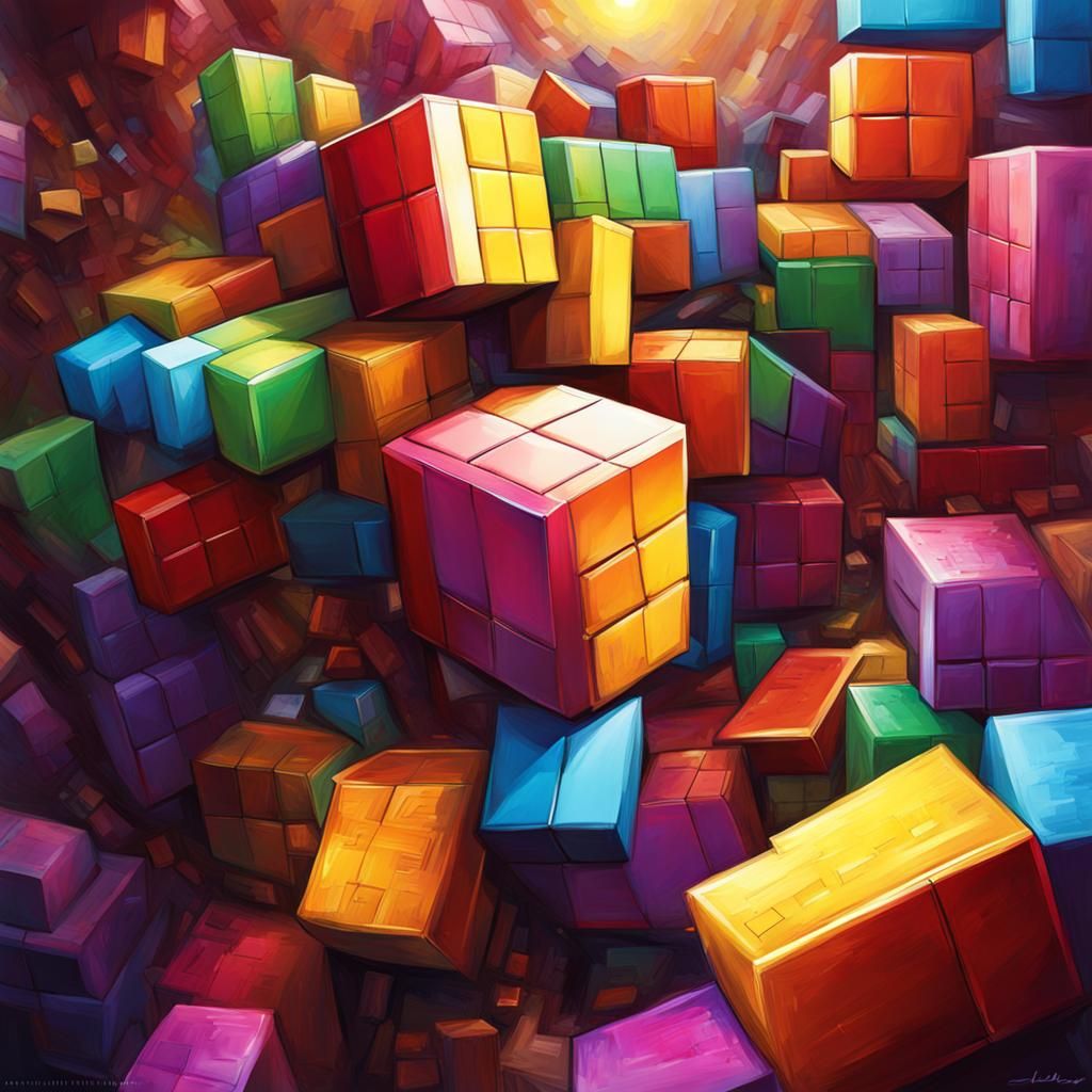 Hyperrealistic Tetris Nightmare in Splash Art Style