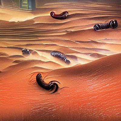 Giant Sandworm Emerges from Dune Desert