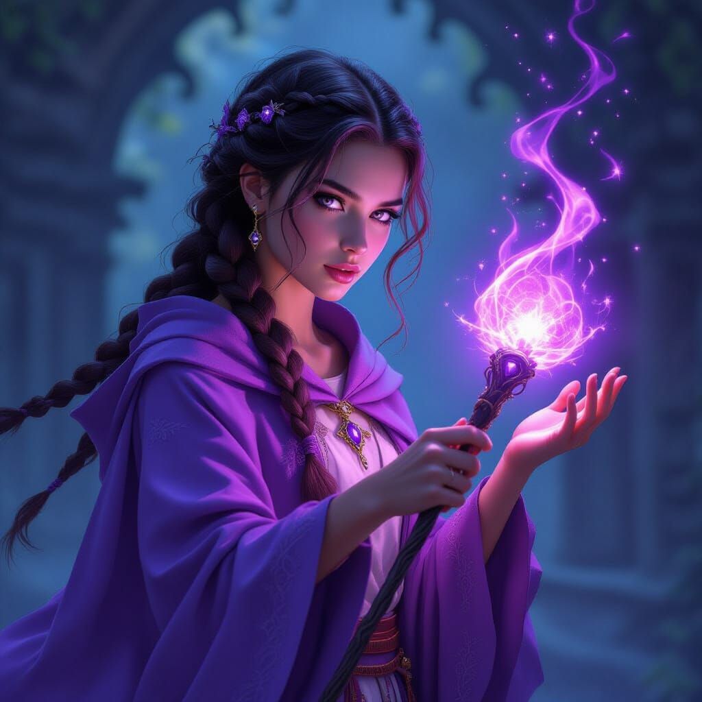 Young Wizard Casting Magic in Photorealistic Style