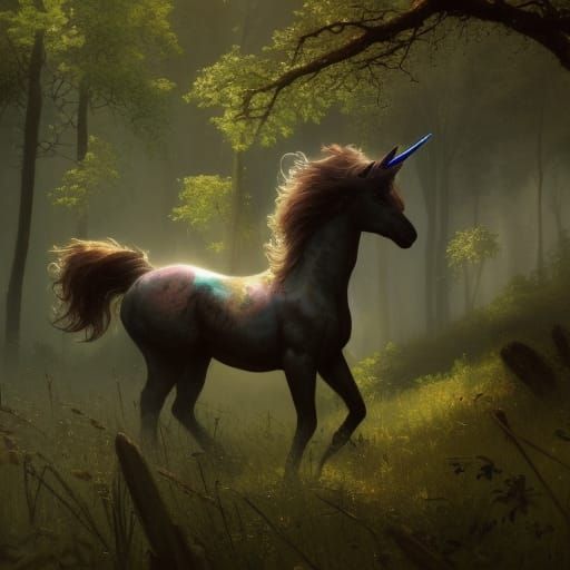 Unicorn in Spring: Dark Fantasy Concept Art