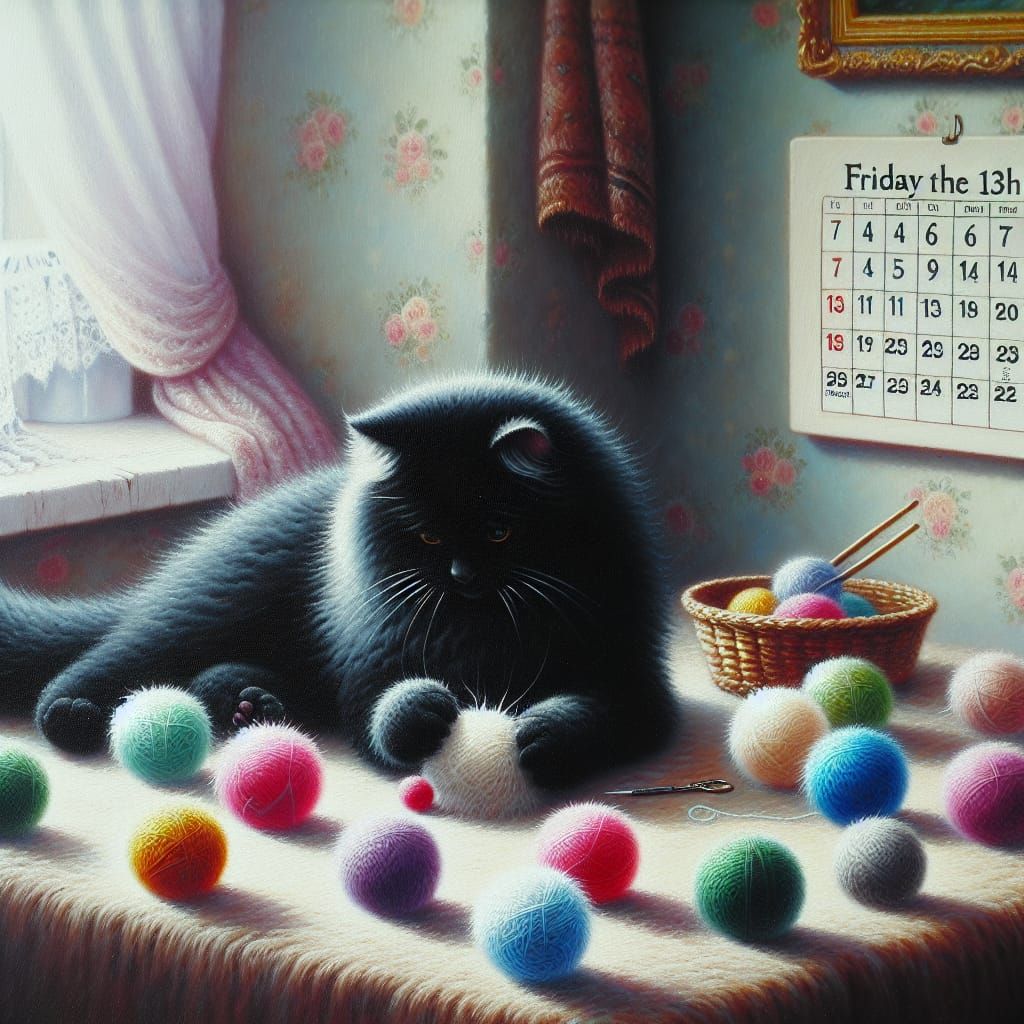 Black Cat's Friday the 13th Playtime: Oil Painting