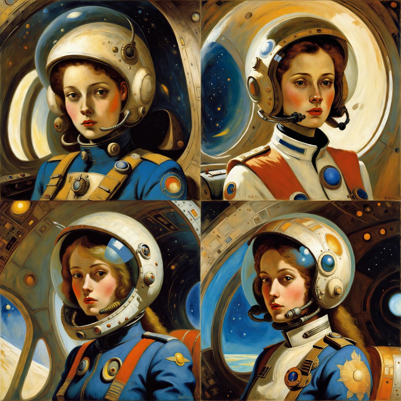 Surrealist Sci-Fi Woman in Space Pilot Attire