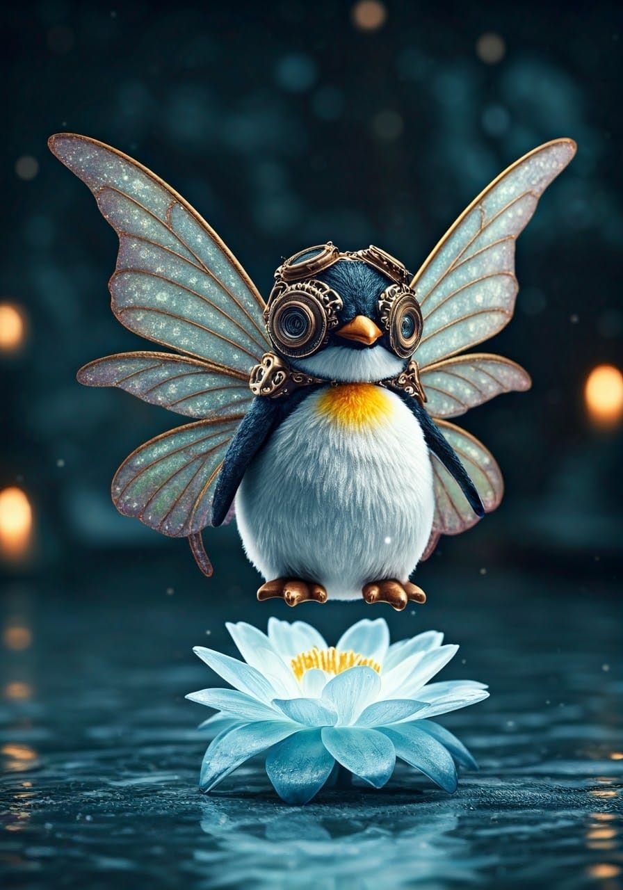 Steampunk Fairy Penguin at Ice-Flower Party