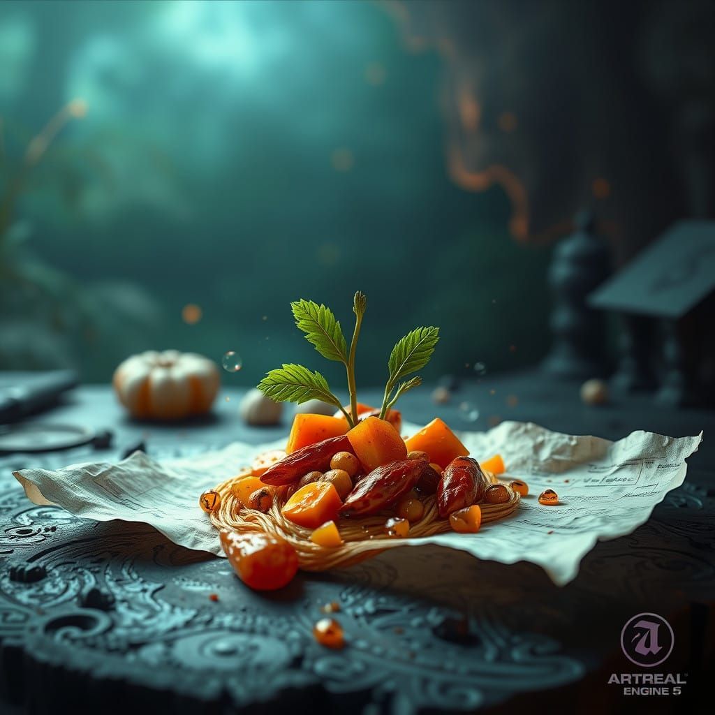 Fantastical Ingredient List for Mystery Foods in Vibrant Col...