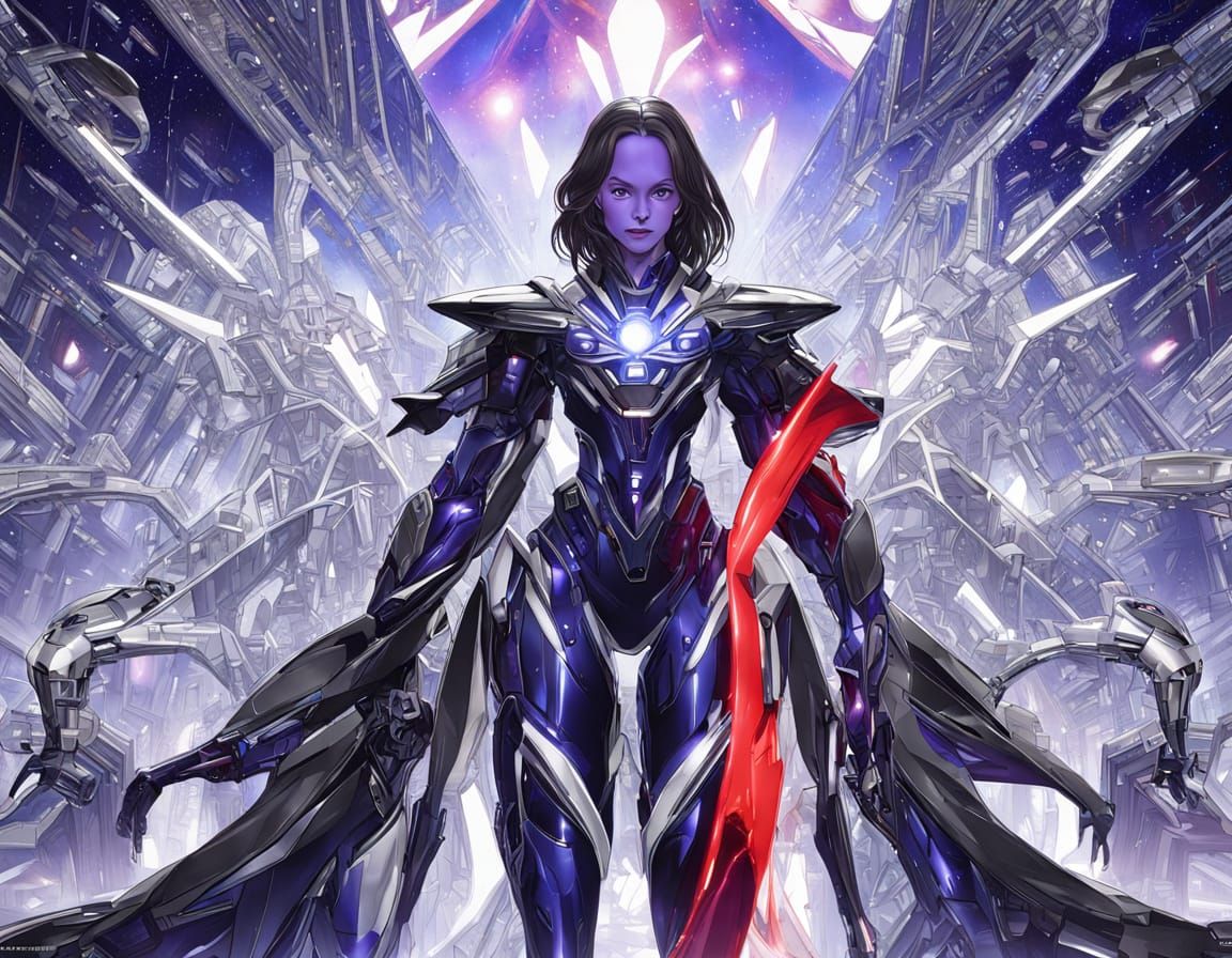 Alpha Centauri Woman Drinks Wine in Utopic Megastructure