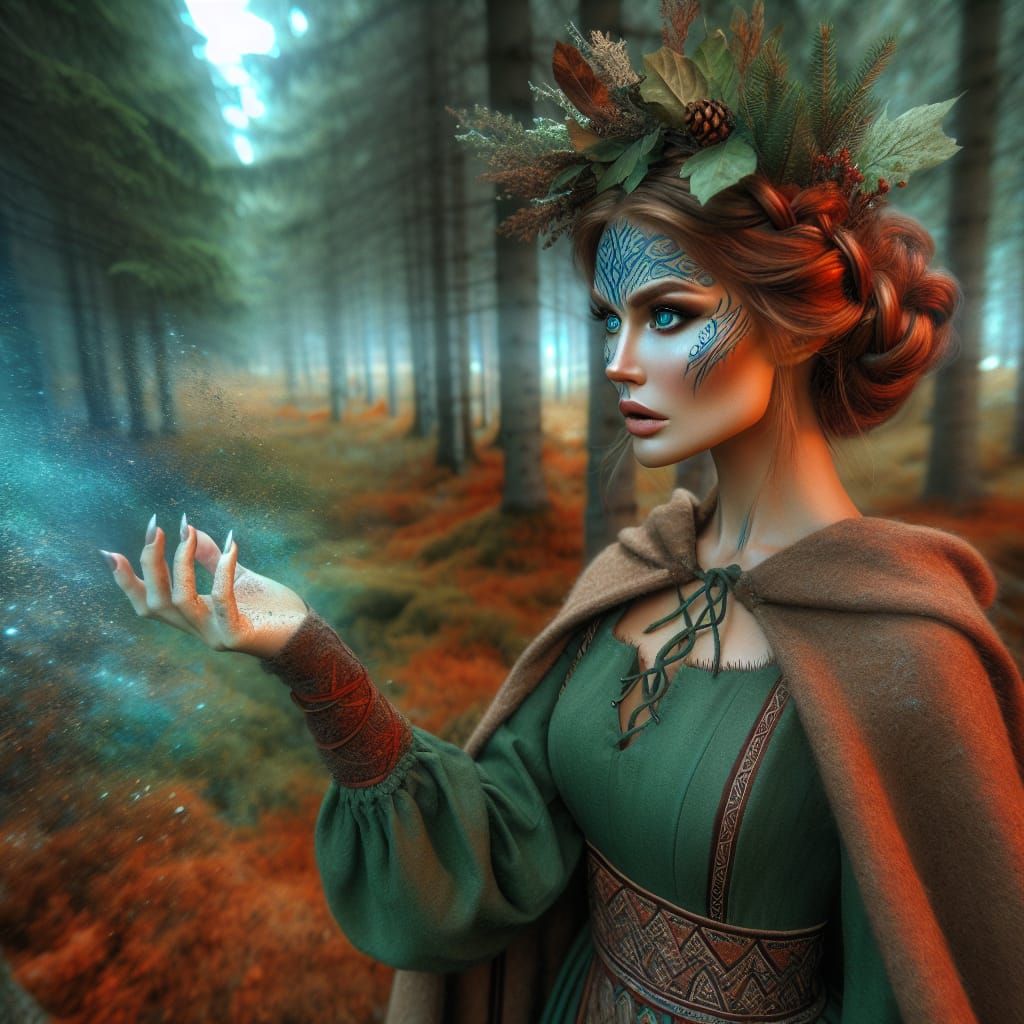 Viking Nature Goddess Conjuring Forest Magic