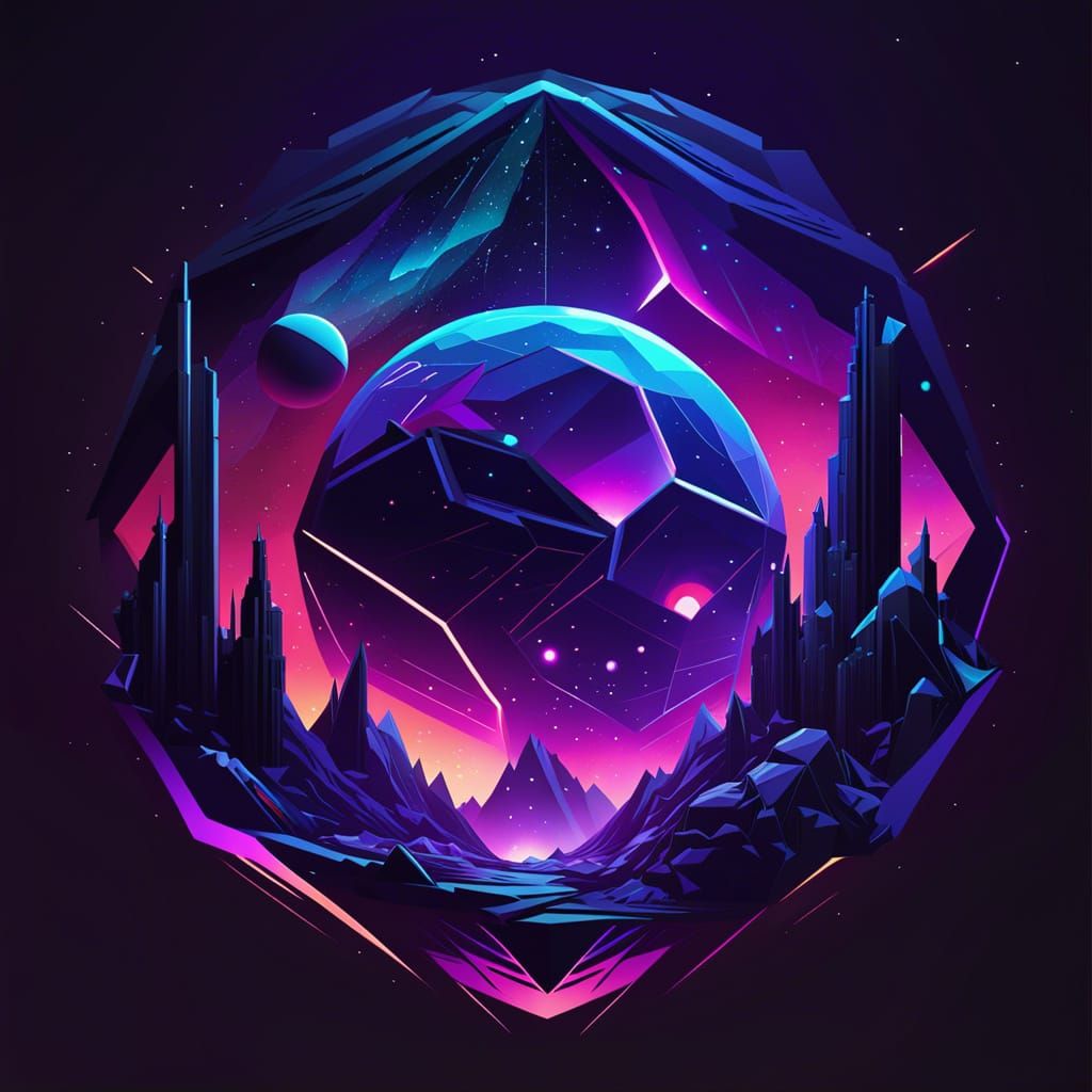 Abstract Polygon Planet Shaper in Vector Art Style