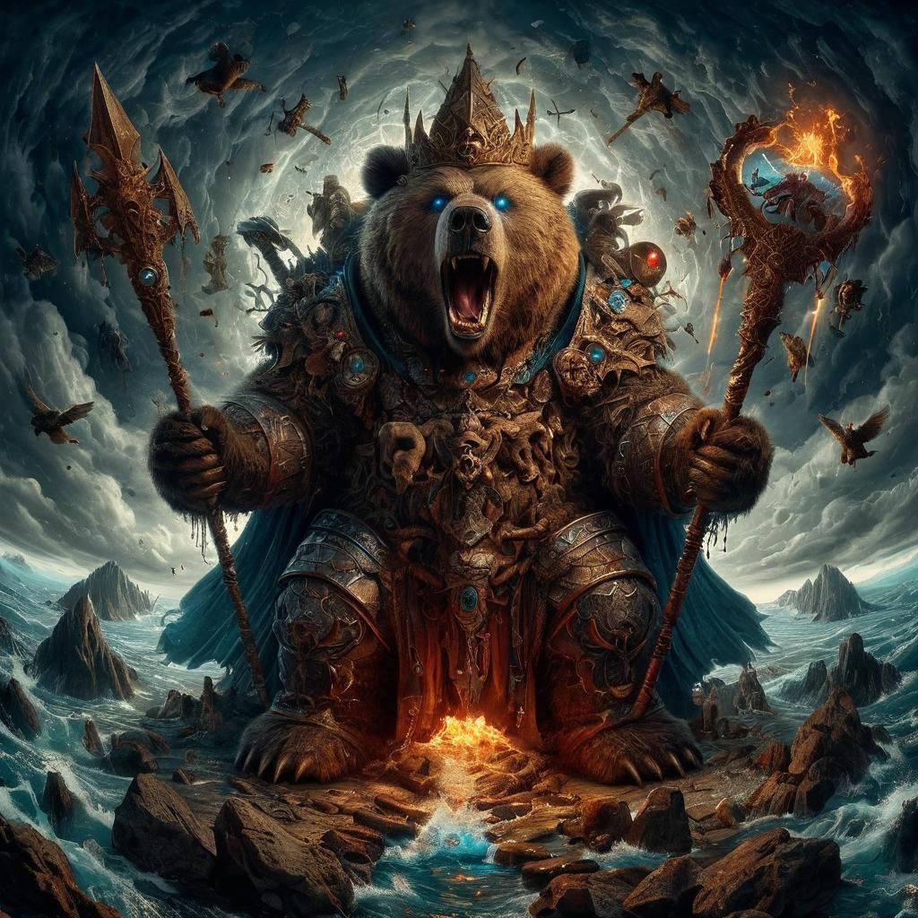 Obese Kodiak Bear-Mage in Elemental Darkness