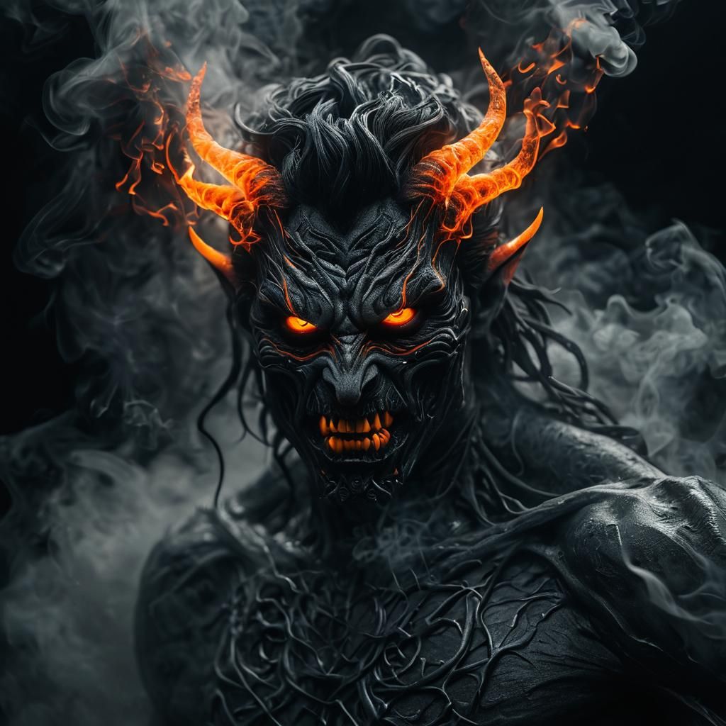 Demonic Gaze in Cyberpunk Style