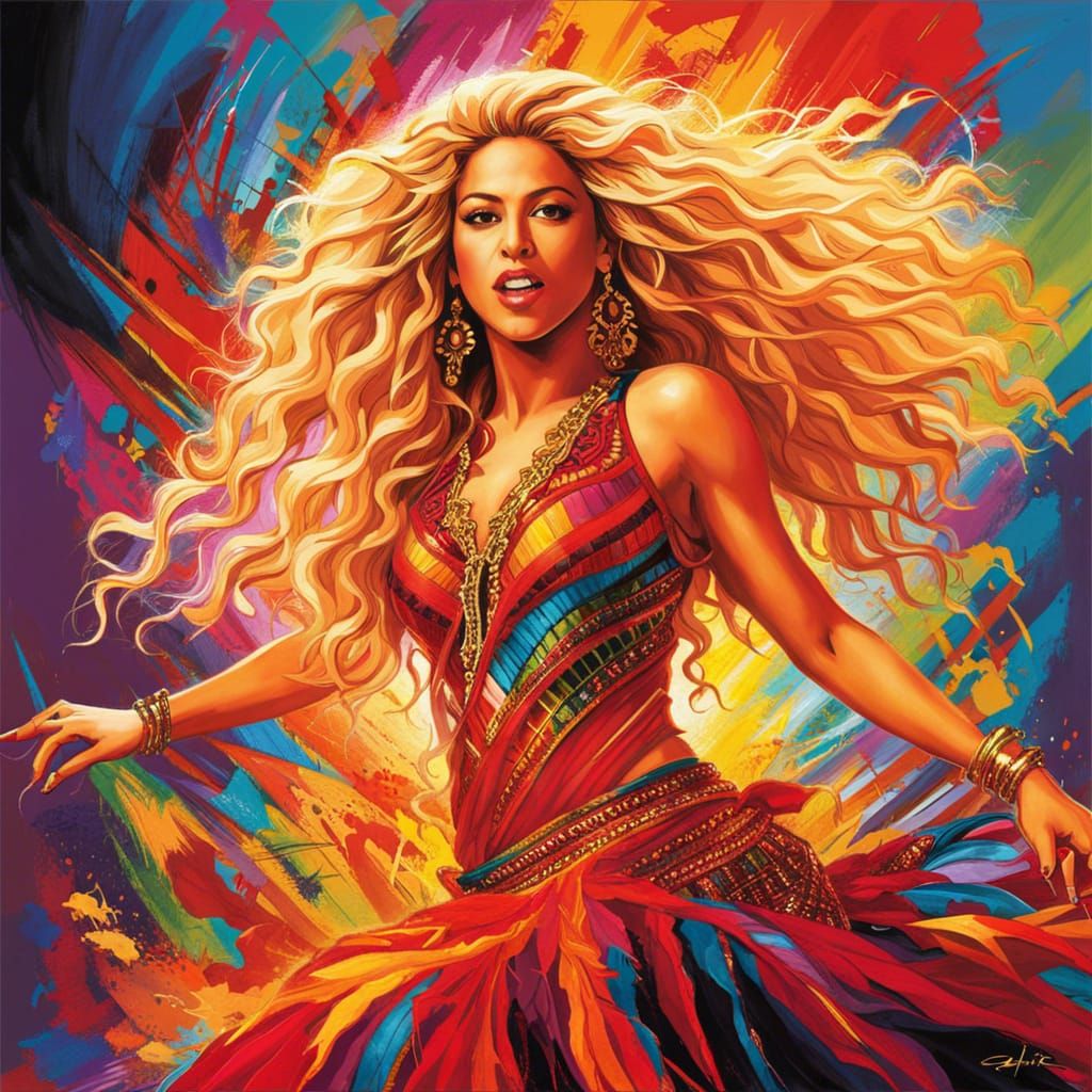 Shakira: Dynamic Pop Sensation in Vibrant Colors