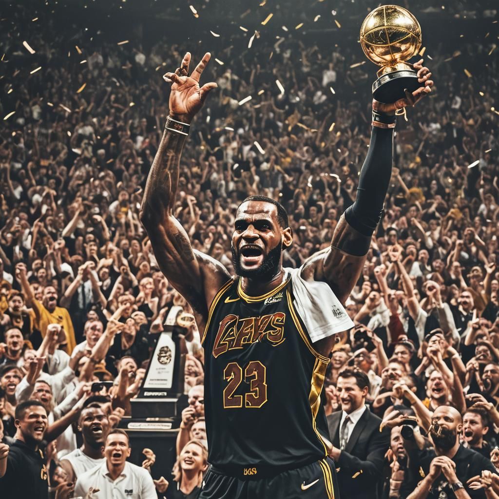 LeBron James Celebrates Championship: Cinematic Film Still