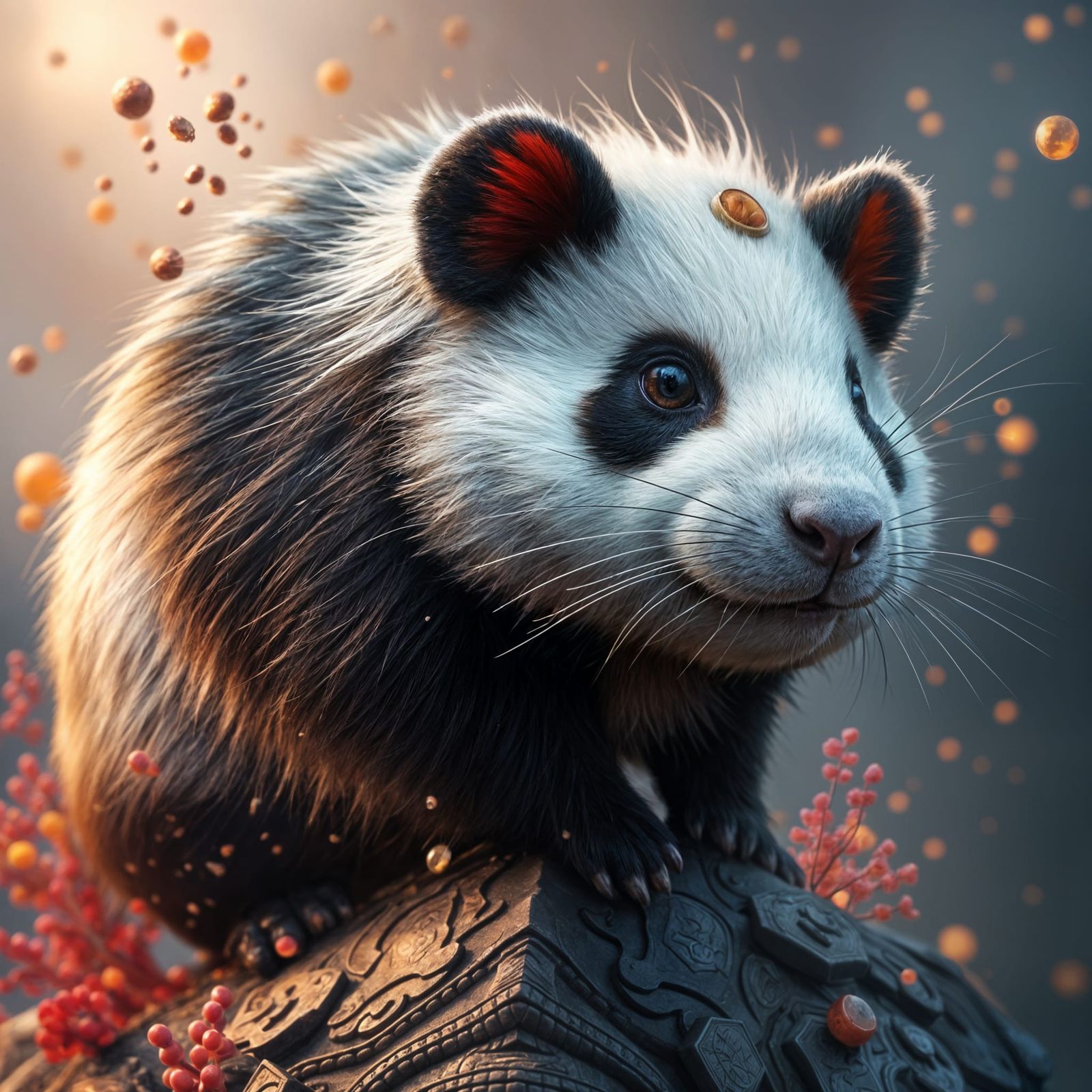 Mystical Guinea Pig Panda Hybrid in Vibrant Colors