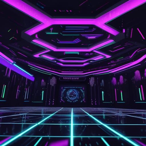 Neon Dreams: A Futuristic Room Drenched in Vibrant Sequins