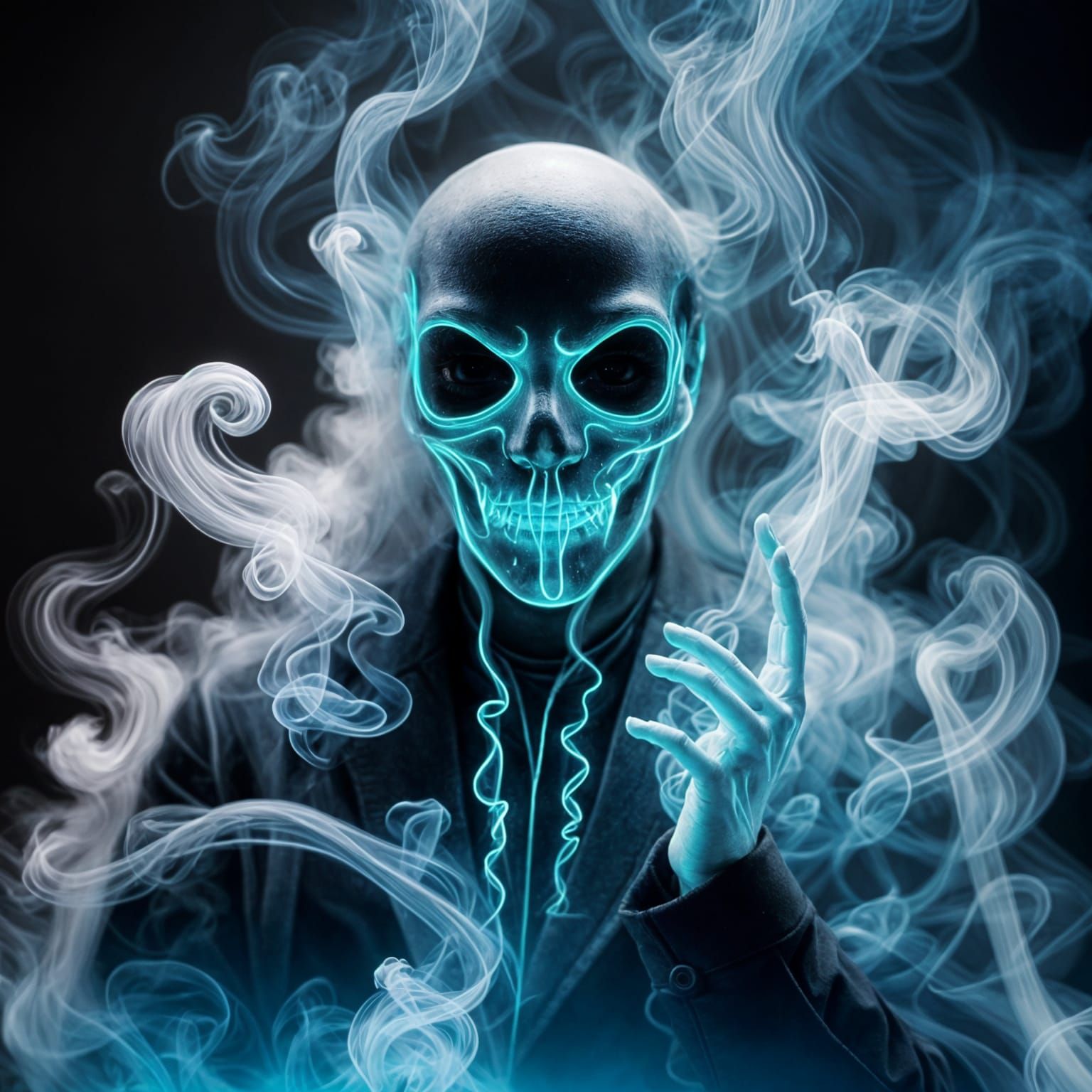 Ethereal Spectre Made of Neon Smoke