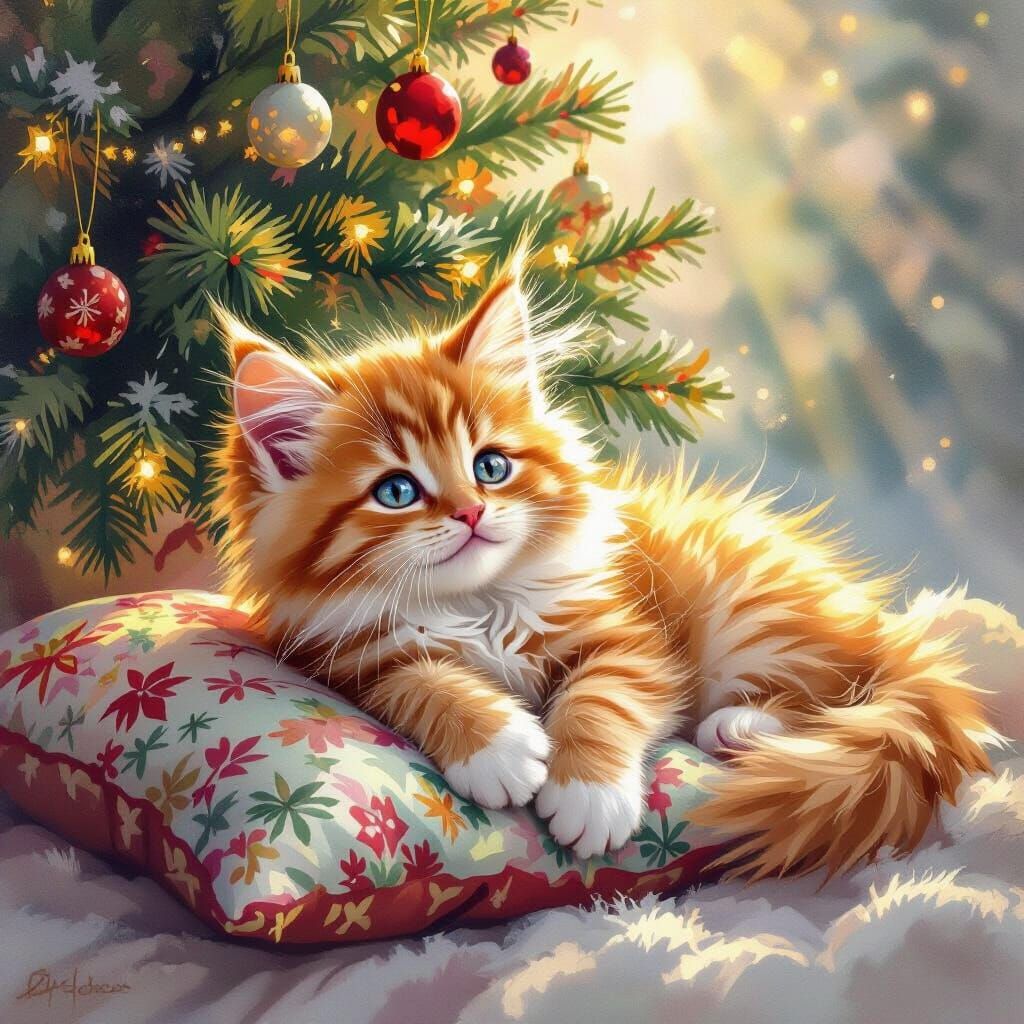 Adorable Ginger Kitten in Golden Hour Sunlight