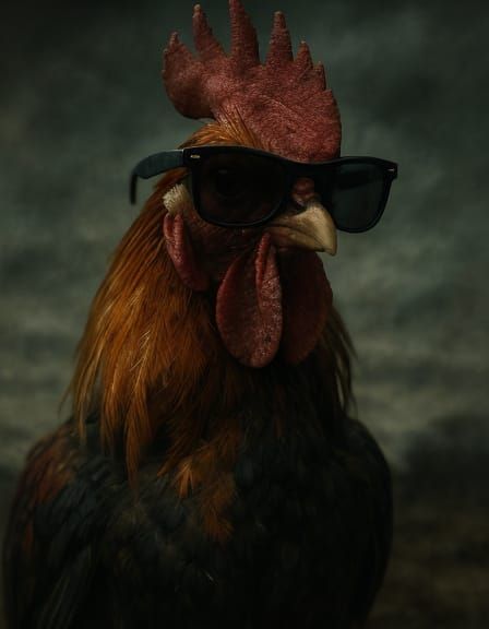 Surreal Rooster in Sunglasses