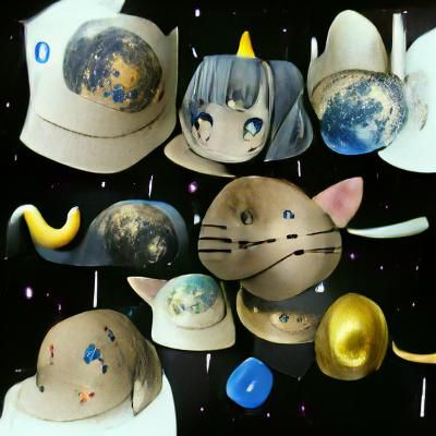 Planets and Astronauts in Space with Cat Ears