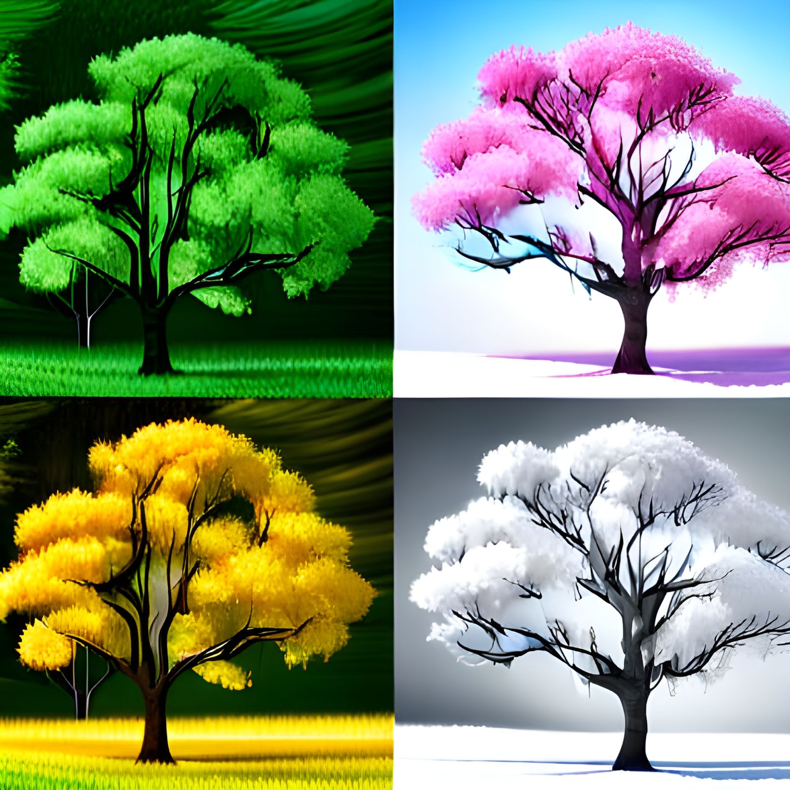 Four Seasons Tree: A Photorealistic Concept Art
