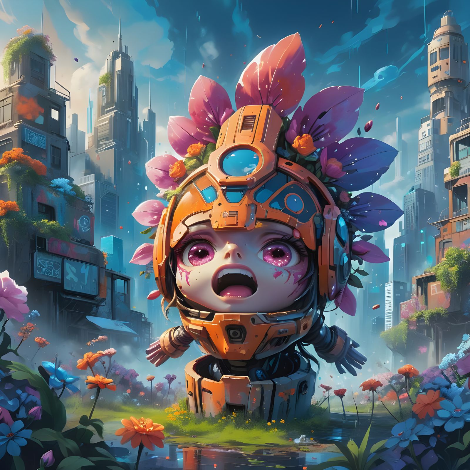 Colorful Flowers in 3D Disney Pixar Style