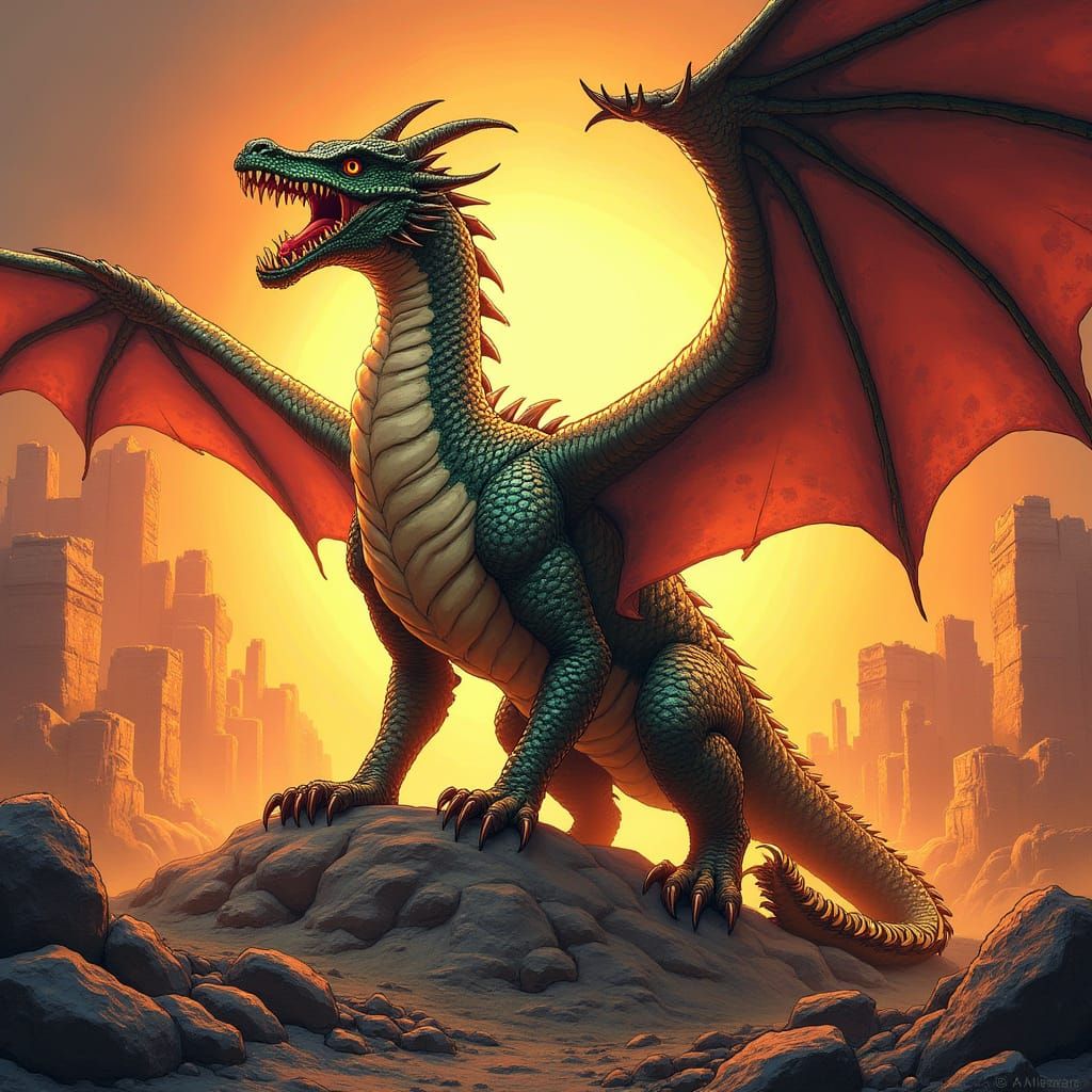 Dragon in Vibrant Comic Book Style