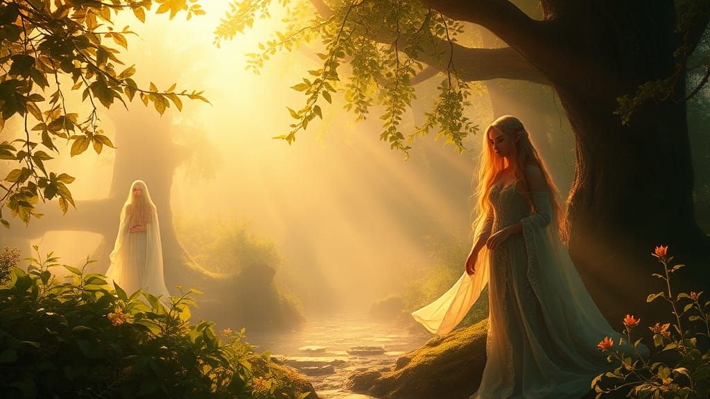 Enchanting Elves in Fantasy Landscape