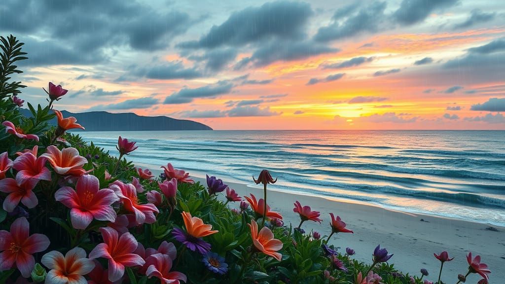 Stunning Gem Beach Sunset in Serene Nature