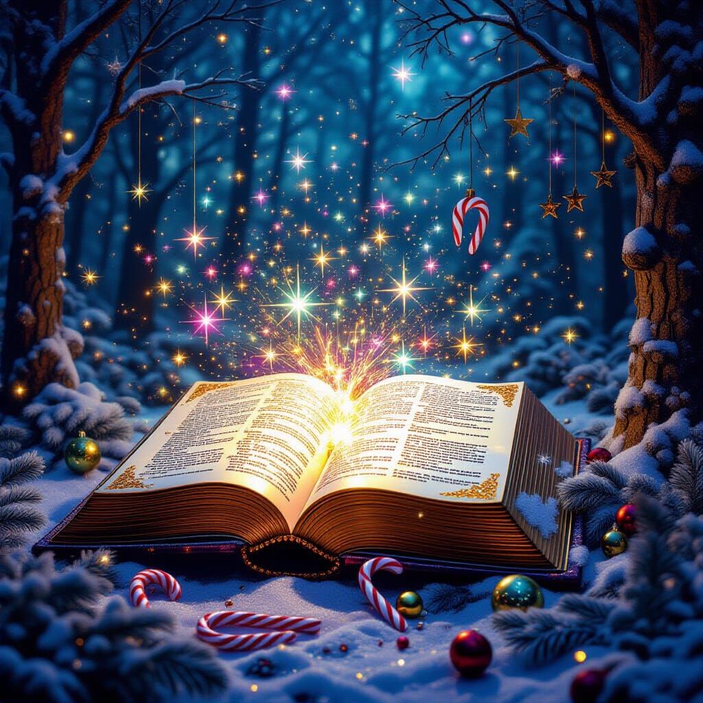 Magical Forest: Christmas Scene from Jewel-Encrusted Book