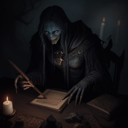 Dark Academia Illustration of Ancient Magic