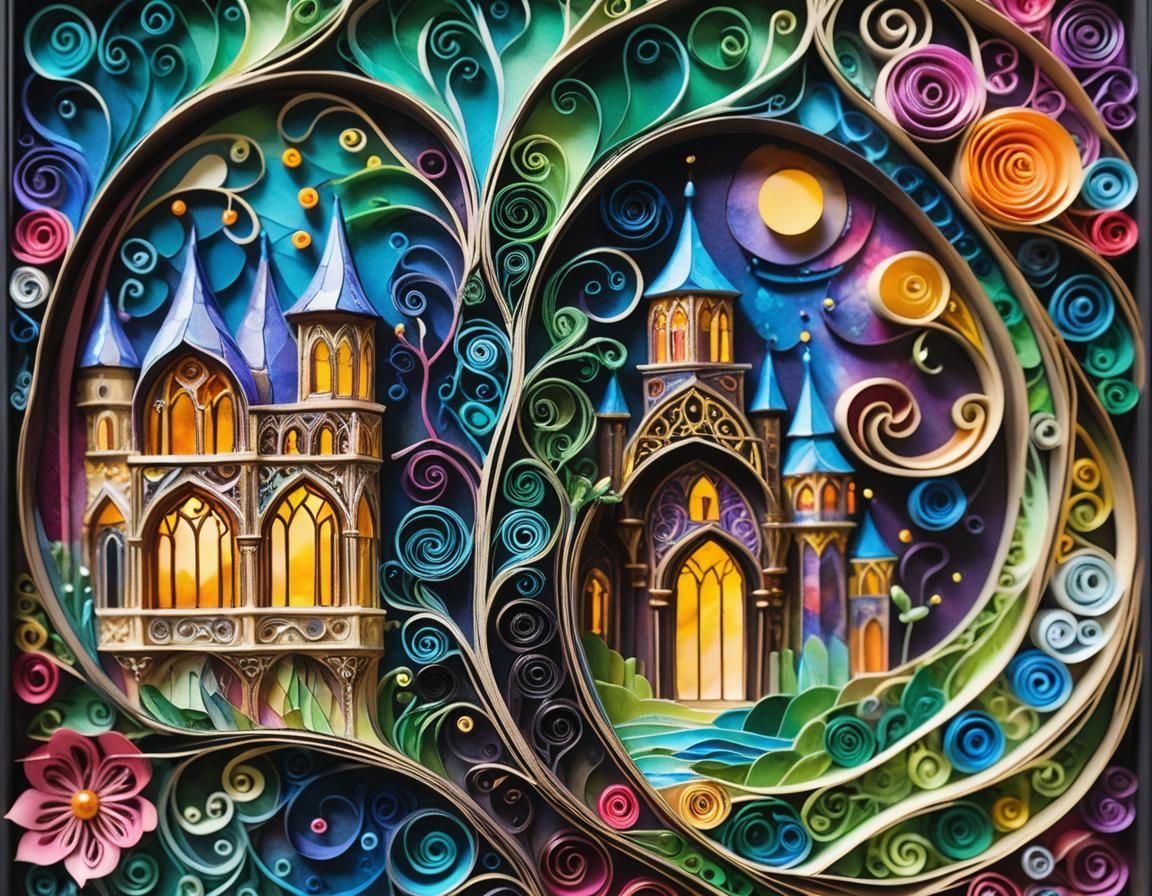 Fantasy Book Emerges as Papercut Alcohol Ink Art